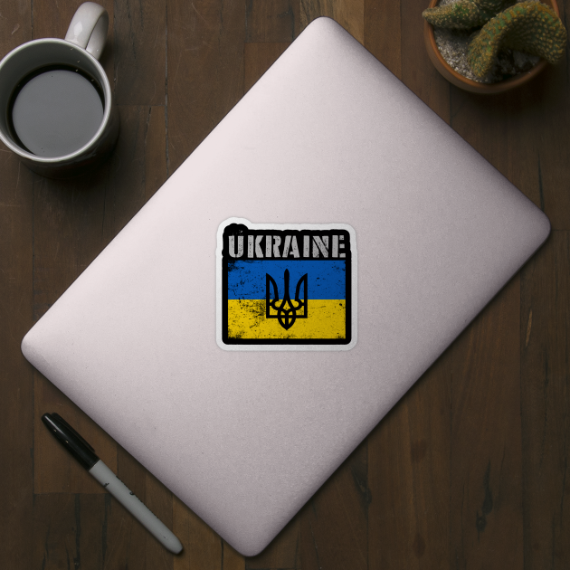 Ukraine Ukrainian Vintage Flag Pride by Jose Luiz Filho